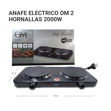 Cocina anafe electrico om 2 ornallas 2000w