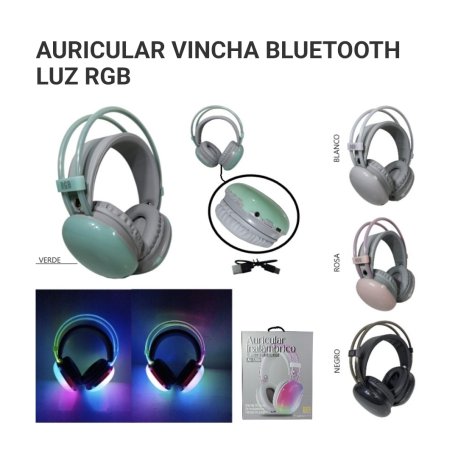 Auricular vincha bluethoo luz rgb